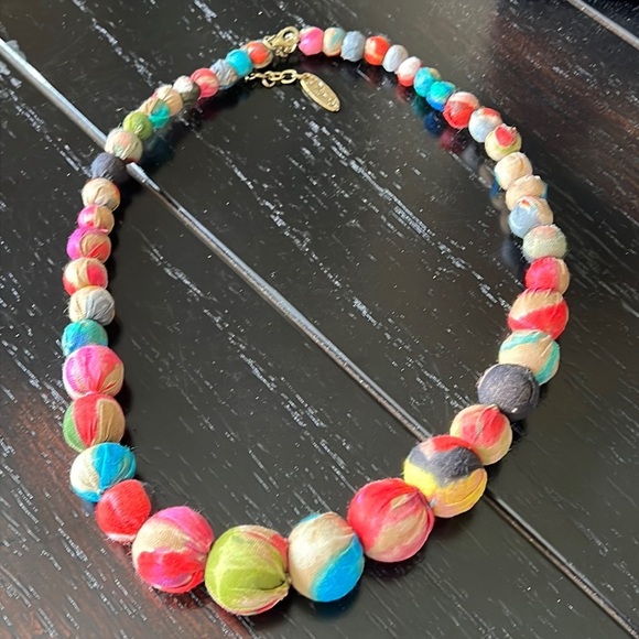 Plunder Jewelry - Plunder Posse fabric covered beaded necklace-NIB